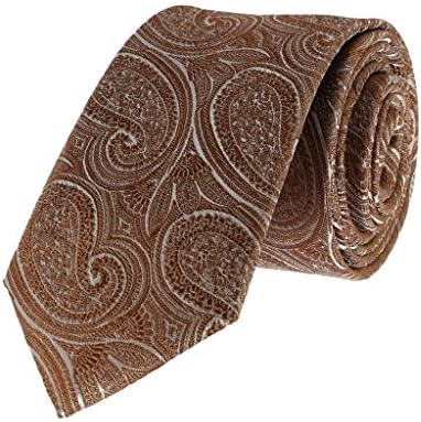 Boys Necktie Brown Textured with Silver Paisley Fashion Tie