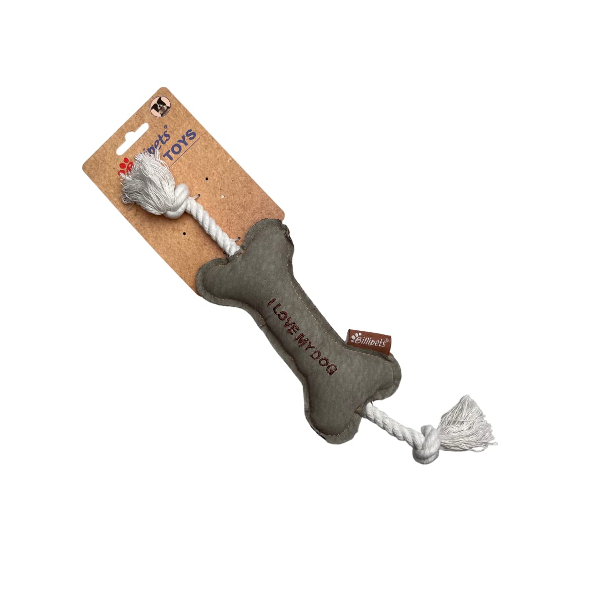 Billipets 15cm Leather Bone with ropes Dog Toy