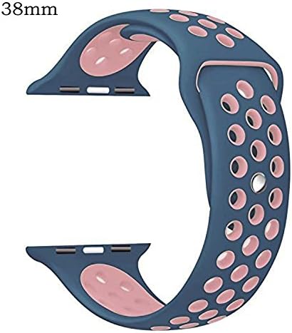 Apple Watch Band,Tamon Soft Silicone Sport Strap for iWatch Series 1,Series 2,Series 3 (38mm M/L Blue/Pink)