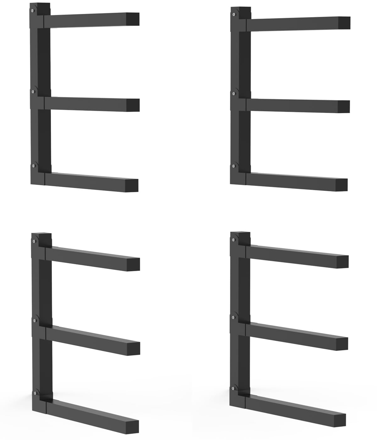 LOCKIETTA 3-Tiered Collapsible Wall Mount Lumber Storage Metal Rack, 3