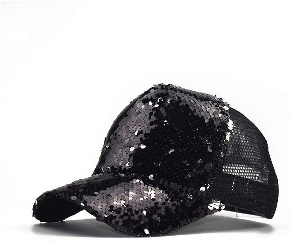 Casquette De Baseball à Paillettes, Chapeau Femme Noir à Paillettes, Casquette De Camionneur