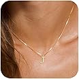 RLMOON Gold/Silver Initial Necklaces for Women 14K Gold Plated Dainty Letter Necklace Tiny Silver Initial Pendant Name Necklace A-Z Personalized Gift Trendy Jewelry