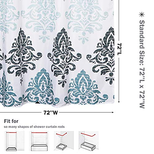 image for Uphome Fabric Shower Curtain Damask Print Ombre Design Boho Cloth Show