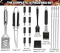 grilljoy Birthday Gift with Wrapping Box for Man Woman - 18pcs BBQ Grill Accessories Set - Stainless Steel Barbecue Grilling Utensil Kit with Non-Slip Handle in Aluminum Case Set