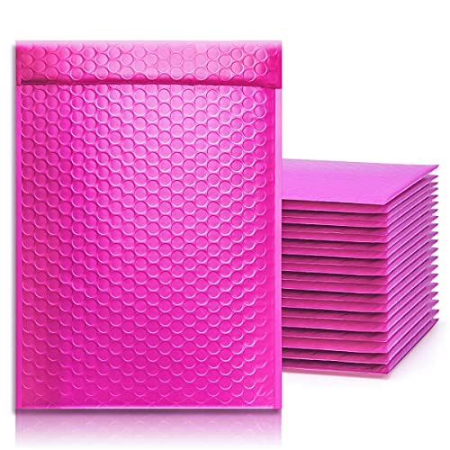Yomuse 50pcs Padded Envelopes, 120mm x 210mm (4.7x8.3 Inch) Poly Bubble Mailers Self Seal, Waterproof Postal Bags for Mailing/Packaging (Rose)