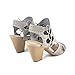 City Classified Open Toe Perforated Lace up Elastic Side Stacked Chunky Heel Sandal