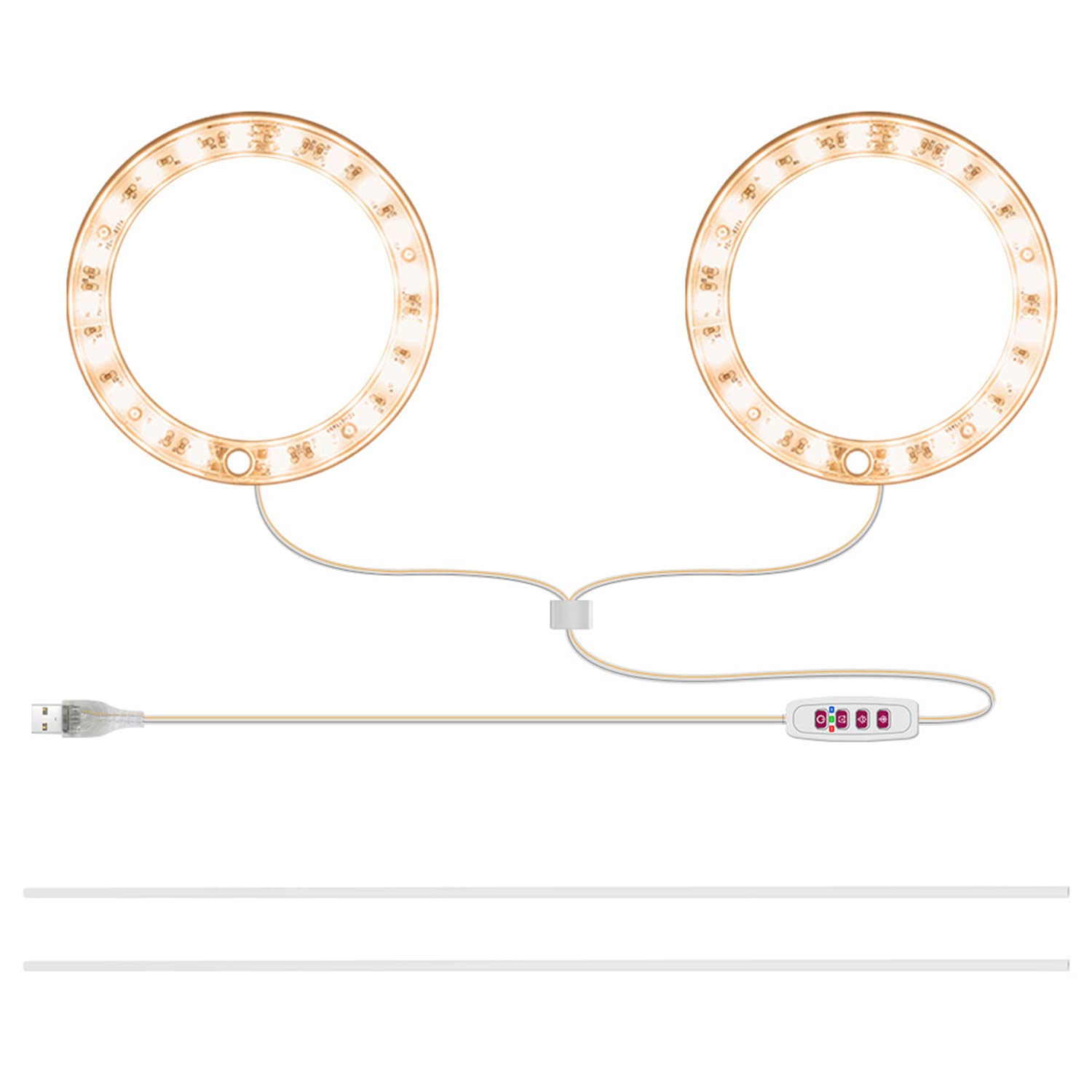 Grow Light, Rosnek Plant Grow Lights, Full Spectrum Plant Lamp Sunlight with Timer Dimmable Switch, USB Halo Light for Indoor Plants Greenhouse Succulents Seedlings Small House Plant, 2 Ring Head