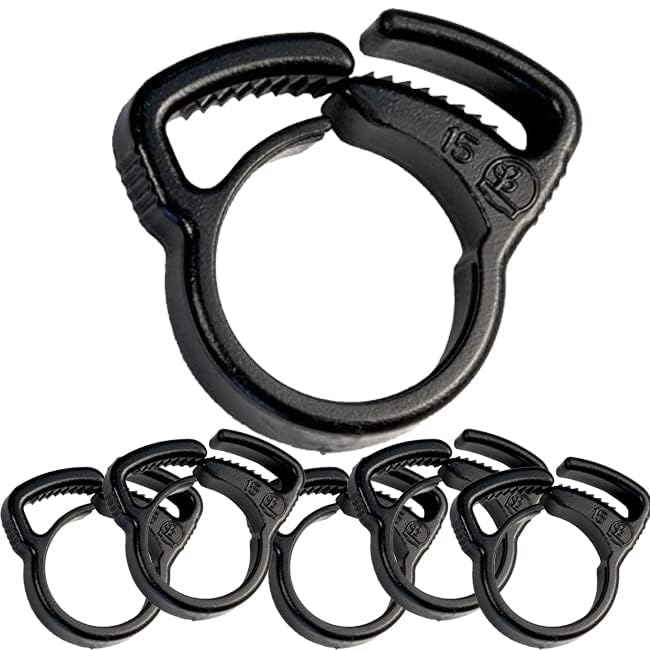 Suinga Pack of 100 Drip Irrigation Clamps 16 mm Black - Pipe Attachment for Drip Irrigation System, Irrigation Accessories, Hose Clamp 16 mm, Garden Irrigation System