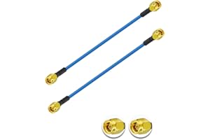 POBADY 2 x 15cm SMA Male to Male Coaxial Cable 6" RG405 50 Ohm Low Loss Extension Cable for Two Way Radio, CB Radio, Antennas, Wi-Fi Radios, GPS antenna, RF device