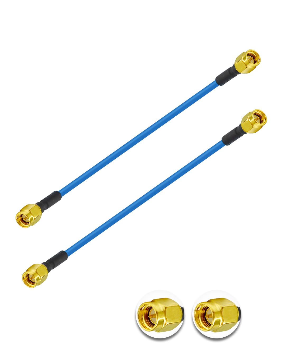 Vecys 2PCS SMA Male to Male RF Coaxial Cable SMA RF Coax Pigtail Cable 6" /15CM RG405 50 Ohm Low Loss Extension Cable