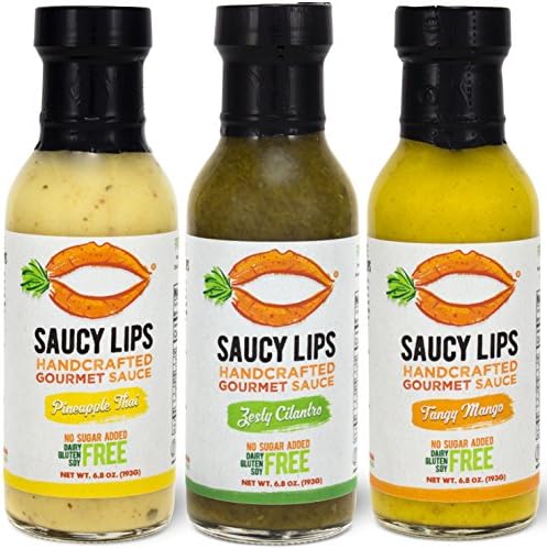 Sample Pack - Vegan &amp; Paleo Salad Dressings, Marinades, and Cooking Sauces by Saucy Lips Foods - Gluten Free, Low Sodium, No MSG, Low Carb, Soy Free, Dairy Free, Nut Free (6.8 oz)(3-pack)(3 bottles)
