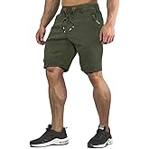 CRYSULLY Mens Athletic Gym Shorts Cotton Jogger Running Workout Jersey Zipper Pocket Sweat Shorts