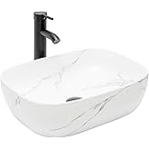 KGAR Bathroom Vessel Sink 18'' x 13'' Ceramic Porcelain Bathroom Sink Above Counter Basin Washing Bowl with Faucet Pop up Dra