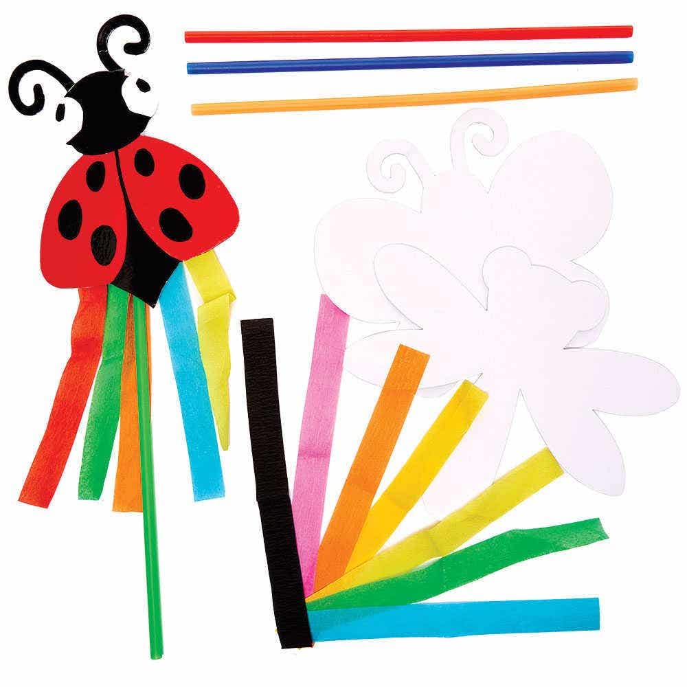 Baker Ross FC711 Bug Wand Kits - Pack of 8, Kids Craft Kits, Kids Party Favours, Boys Arts and Crafts
