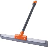 CLEANHOME Rubber Floor Squeegee with Extendable Long Handle | Concrete Floor, Tile Floor, Metal Aluminium Head, Heavy Duty Garage Shower Floor Squeegee Broom for Removing Water