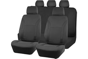 Zpana Car Seat Cover Full Sets, 9PCS Waterproof Vehicle Front and Rear Split Bench Covers with 3D Foam Back Support, Breathable Auto Seat Protective Accessories, Universal for SUV RV Truck (Black)