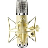 SUUNTOK FET Condenser Microphone Professional XLR Studio Microphone with 34mm Large Diaphragm, Cardioid Recording Mic Computer Gaming PC TM251S Mic Kit for Singing, Podcasting, YouTube (Yellow)