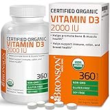 Bronson Vitamin D3 2000 IU, USDA Certified Organic, GMO Free, One Year Supply (360 Tablets)
