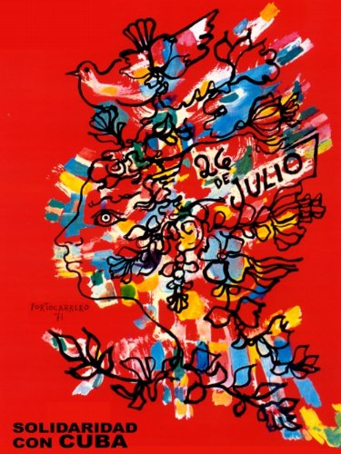 18"x24" Political Poster. Day of World Solidarity with Cuba.Rene Portocarrero.