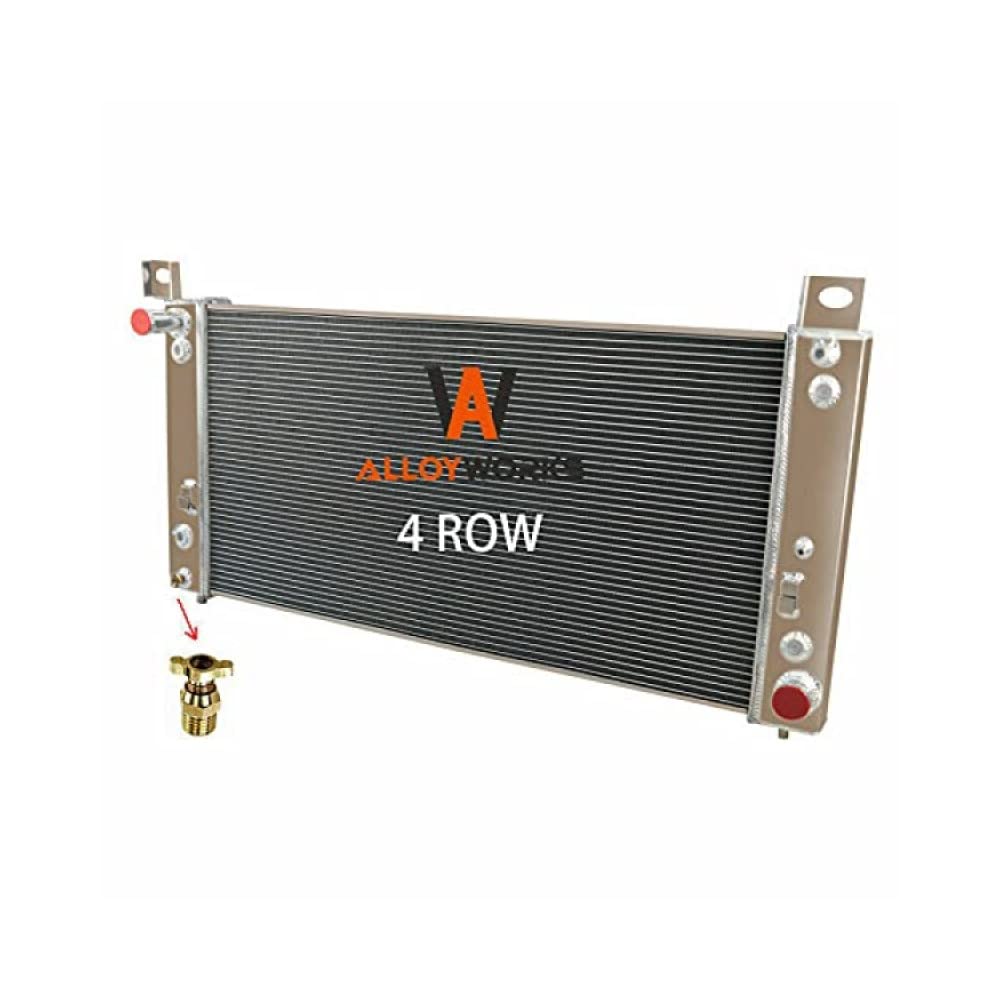 Photo 1 of ALLOYWORKS 4 Row Radiator Replacement for 1999-2014 Chevrolet Silverado 1500 2500 HD Suburban Tahoe GMC Yukon 6.2L V8 Engine Radiators, Full Aluminum Crossflow Radiador, 34" Core, Double Oil Cooler