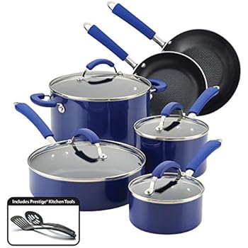 Farberware 10640 Millennium Nonstick Cookware Pots and Pans Set, 12 Piece, Blue