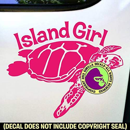 ISLAND GIRL Sea Turtle Ocean Vinyl Decal Sticker A