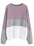 Milumia Women's Drop Shoulder Color Block Textured Jumper Casual Sweater (Medium, Purple)