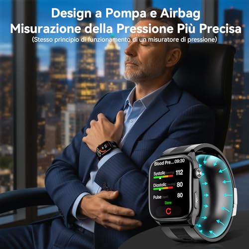 iSo Tech AMOLED Smart Watch for Men and Women with Blood Pressure and ECG, 2.06 Inches Smart Health Watch with Air Pump and Airbag, 24/7 Heart Rate Monitor Sleep SpO₂ Temperature HRV and Stress