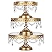 Amalfi Decor Cake Stand with Glass Tops, Round Metal Pedestal Holder with Crystals, Gold, Set of 3