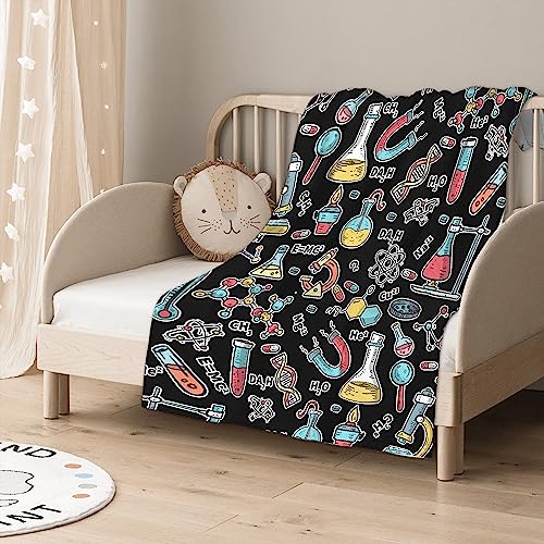 Science Lab Blanket Flannel Fuzzy Warm Plush Lightweight Soft Throw for Couch Sofa Bed Office Camping Good Gift for Boy Girl 40\'\'x 50\'\' for Kids/Child