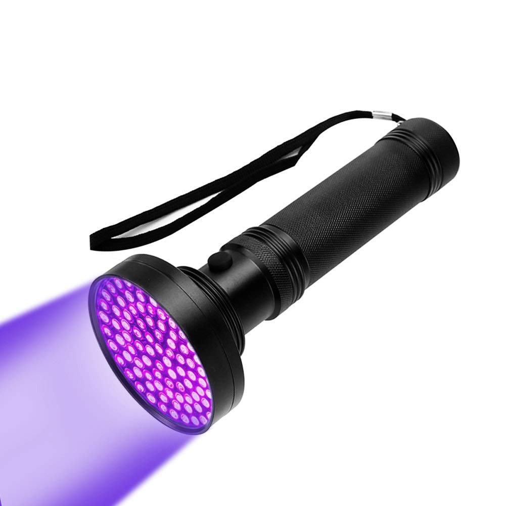 UV LED Torch Light Ultraviolet 100 LEDs, Ultra Purple Sensor with Strap for Fluorescent Trackers, Animal Urine, Carpets, Scorpio, Nail Art