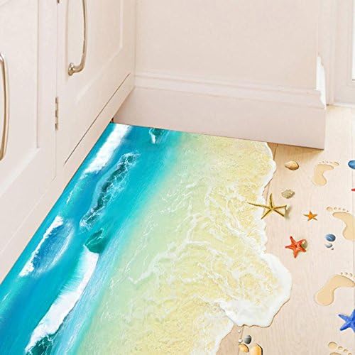 JMHWALL Top Selling 6090cm 3D Wall Stickers Starfish Footprint Sea Beach Bathroom Floor Sticker for Home Kids Room Decoration