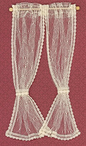 Dollhouse Miniature Lace Window Curtains in Ecru by Barbara O039;Brien