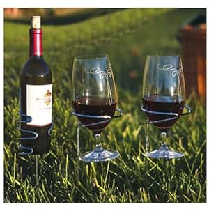 Amazon.com : Pack of 6 Wine Glass and Bottle Holder Garden Party Lawn