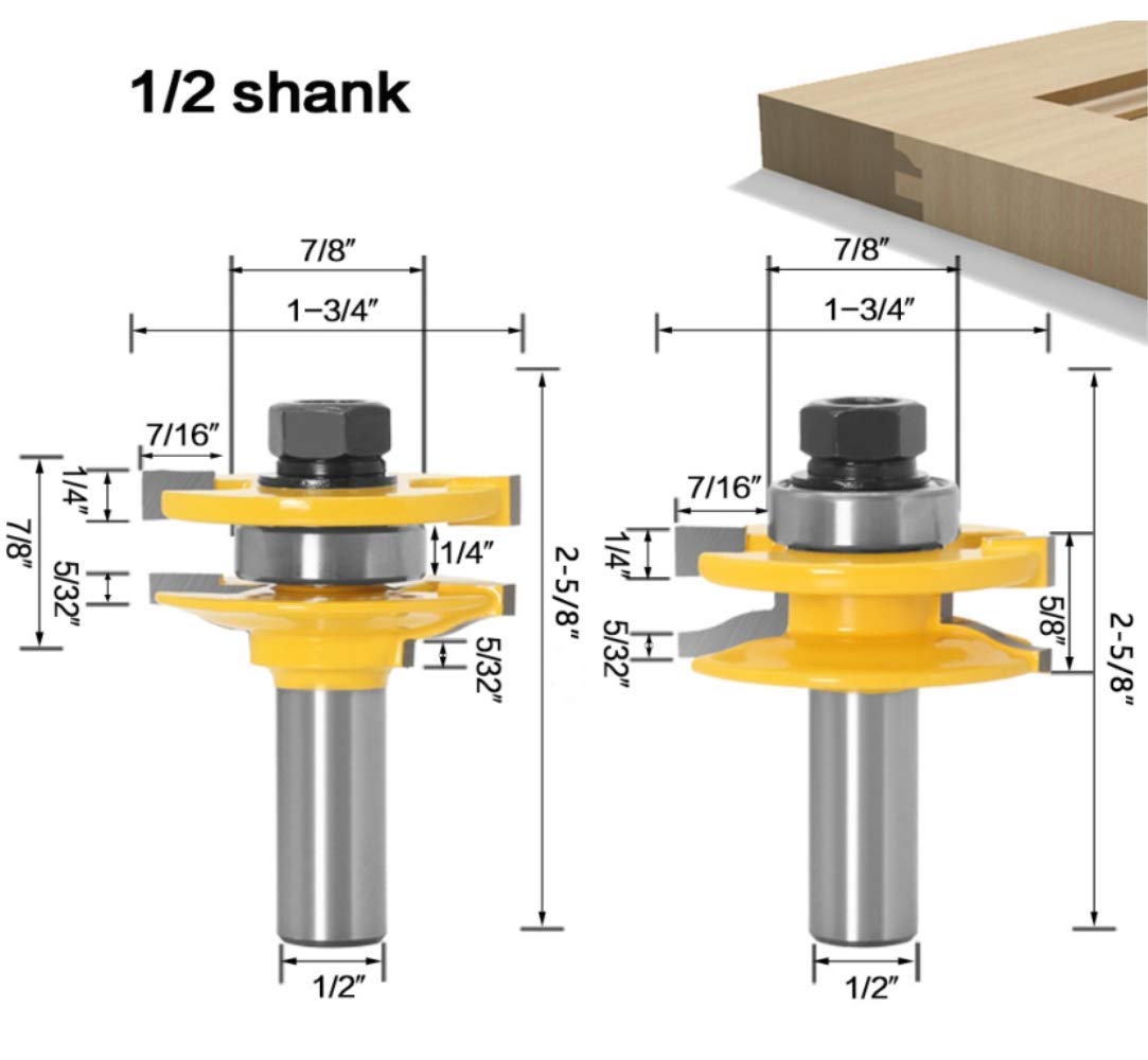 DBoyun 3PCS 1/2'' Shank Ogee Rail & Stile Router Bit Cove Raised Panel Tools Sets Kit Woodworking Chisel Cutter Tool Set: Industrial & Scientific
