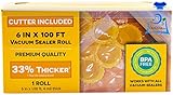 6" x 100' Mega Roll & Cutter Box Vacuum Sealer Bags Roll (No More Scissors) 4 mil 100 Foot OutOfAir, 33% Thicker, BPA Free, FDA Approved, Sous Vide, Commercial Grade, Works with FoodSaver Sealers