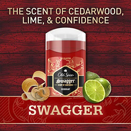 Old Spice Aluminum Free Deodorant for Men Red Zone Collection, Swagger Invisible Solid, Lime & Cedarwood Scent, 3.8 Oz