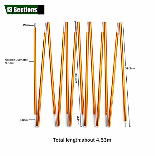 Winnerbe 13 Sections 4.5M Aluminum Alloy Folding Tent Pole Lightweight Rod Tent Accessories 9.5mm - Thumbnail 6