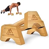 flintronic Push-up Stand, 2 PCS Wood Pushup Bars, Wooden Parallettes Bars, Non-Slip Base with Non-Slip Mat for Strength Training