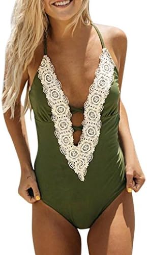 Clearance! Women Swimwear, Neartime Fashion Ladies Print Vintage Lace Bikini Sets Beach Bathing Suit Loose Bodysuits (M, Army Green)