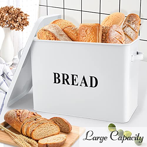 Bread Box, Efar Metal Bread Box with Lid for Kitchen Countertop, Large