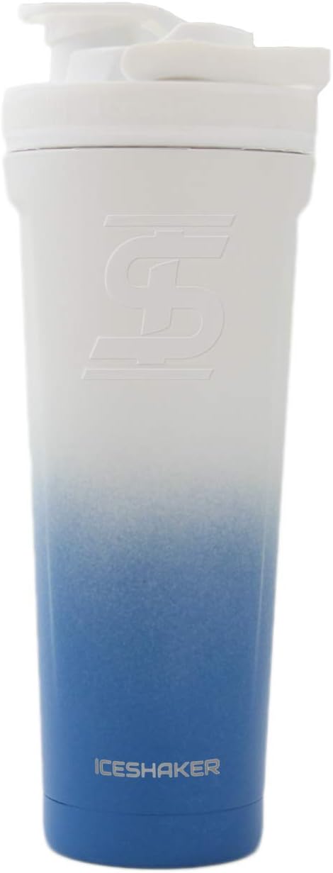 Ice Shaker Stainless Steel Insulated Water Bottle Protein Mixing Cup (As seen on Shark Tank) | Gronk Shaker | (Royal/White Ombre)