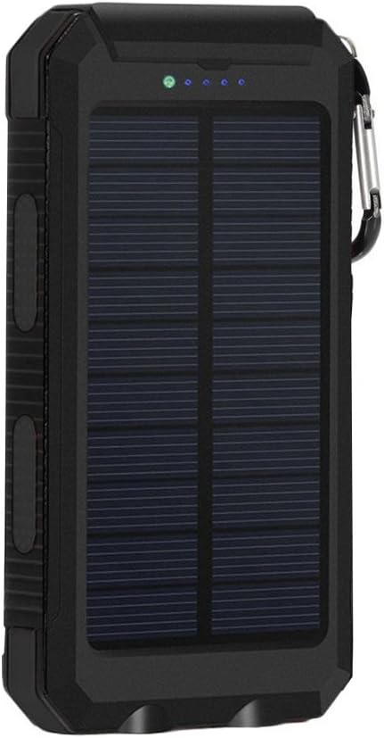 Solar Power Bank Charger 12000mAh Solar Panel External Battery with LED Flashlight and compass Backup Battery Pack Dual USB Portable Phone Charger for iPhone HTC Samsung Camera Tablet