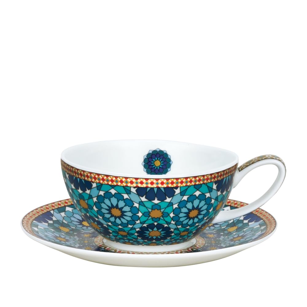 Dunoon Ishtar Teacup and Saucer with Gold Detailing