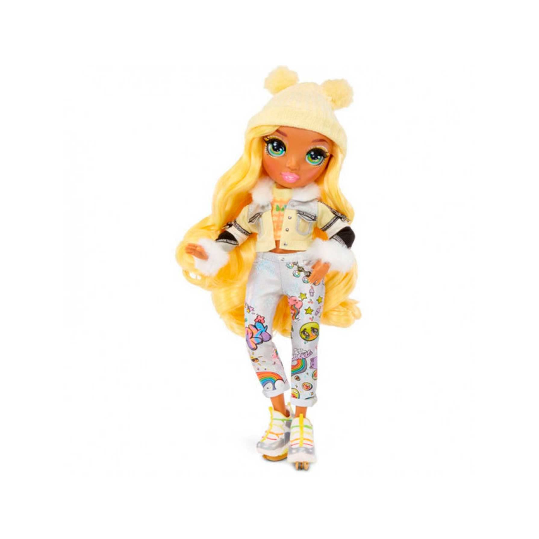 Rainbow High Winter Break Sunny Madison - Yellow Fashion Doll With 2 Outfits, Snow Gear, & Display Stand - Includes Snow Board, Ice Skates, Accessories, & More - Gift & Collectable Kids Ages 6+