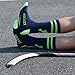 ChalkTalkSPORTS Hockey Half Cushioned Crew Socks | Hockey Player | Navy/Neon