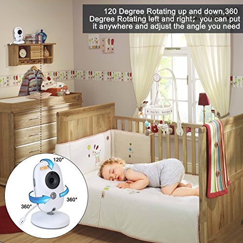 FITNATE Video Baby Monitor with 3.4inch LCD Display Wireless Digital Camera Night Vision Temperature Monitoring 2 Way Talkback System, Built-in 8 Remote Lullabies Long Range and High Capacity Battery - Thumbnail 3