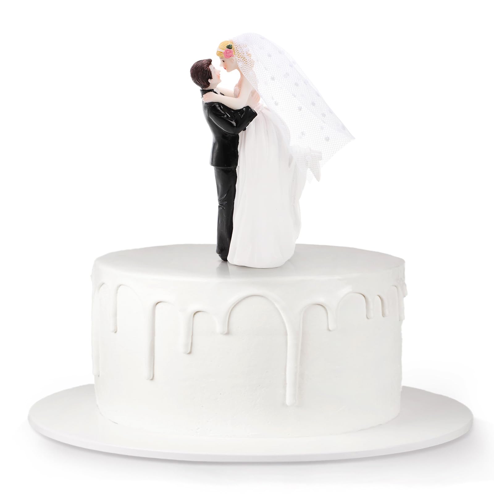 Photo 1 of Eorbow 5.5" Bride Groom Wedding Cake Topper, Resin Couple Statue Decorative Figurine, Vintage Cake Toppers for Anniversaries, Engagement Parties, Bridal Showers, Wedding Cake Decoration