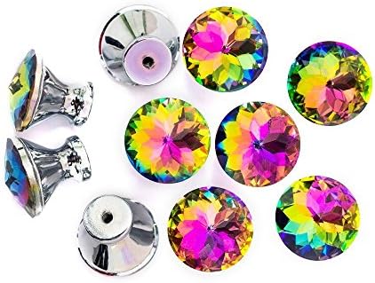 Colorful Crystal Glass Cupboard Wardrobe Cabinet Drawer Knob Door Pull Handle 10pcs