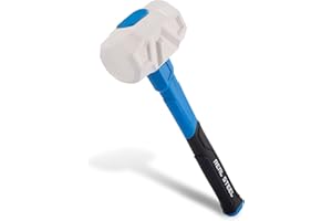 Real Steel Rubber Mallet Hammer 16 OZ White Rubber Hammer with Solid Head, Double-faced Mallets for Flooring, Woodworking, Camping, Automotive 0319